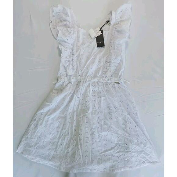 Guess‎ Girls Size 14 Broderie Anglaise SL Dress White Flower Eyelet NWT - Picture 1 of 6